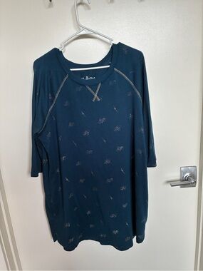 Warner Bros. Teal Blue Women's Long-Sleeve Sleep Shirt